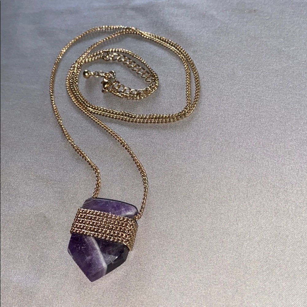 beautiful chain wrapped amethyst necklace